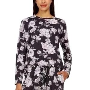 Flora Nikrooz Pajamas Top Shirt Lounge Black Floral